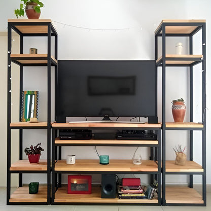 Tv Unit Black & Wooden - 160 x 35 x 160 cm | TV24