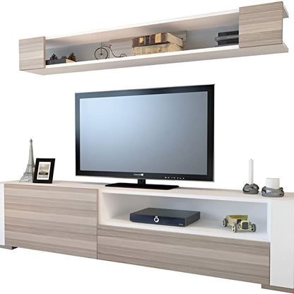Tv Unit White & Wooden - 160 x 40 x 40 cm | TV60