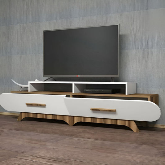 Tv Unit White & Wooden - 180 x 40 x 40 cm | TV76