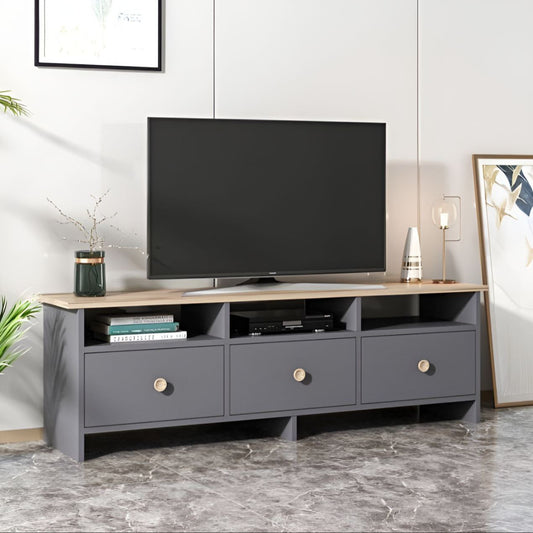 Tv Unit Wooden & Grey - 140 x 40 x 30 cm | TV83