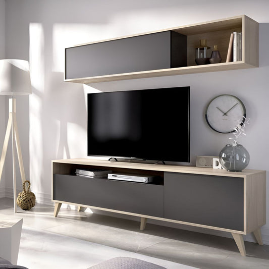 Tv Unit Black & Wooden - 150 x 40 x 40 cm | TV74