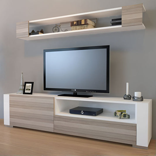 Tv Unit White & Wooden - 160 x 40 x 40 cm | TV60