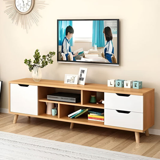 Tv Unit White & Wooden - 150 x 40 x 40 cm | TV47