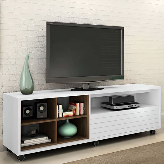 Tv Unit White & Wooden - 140 x 40 x 40 cm | TV45