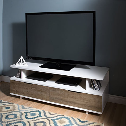 Tv Unit White & Wooden - 140 x 40 x 40 cm | TV42
