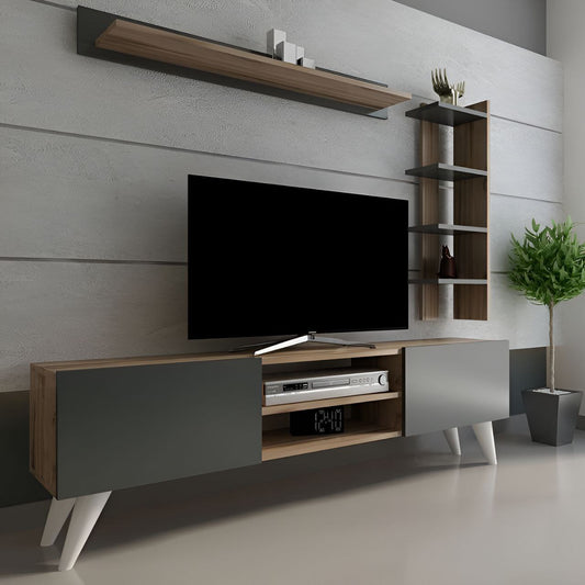 Tv Unit Black & Wooden - 160 x 40 x 40 cm | TV25