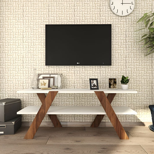 Tv Unit White & Wooden - 120 x 30 x 50 cm | TV6