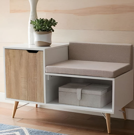 Shoe Closet White & Wooden - 100 x 40 x 70 cm | SU63