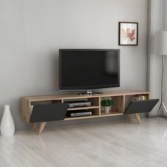 Tv Unit Black & Wooden - 180 x 35 x 40 cm | TV7