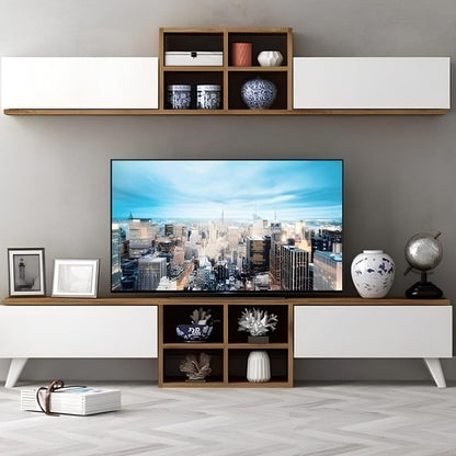 وحدة تلفزيون باللونين الأبيض والبني - ٢٢٠ × ٤٠ × ٤٠ سم | TV29 