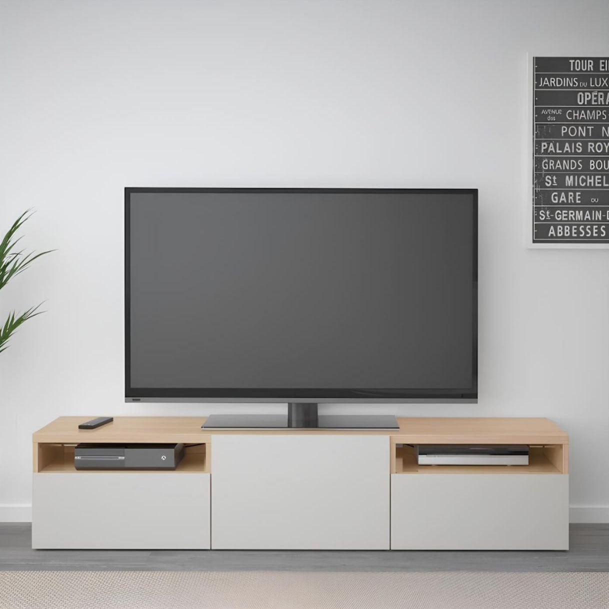 Tv Unit White & Wooden - 160 x 40 x 40 cm | TV59