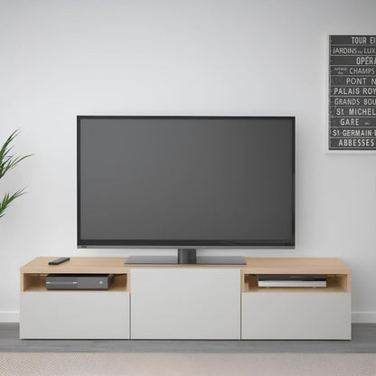 Tv Unit White & Wooden - 160 x 40 x 40 cm | TV59