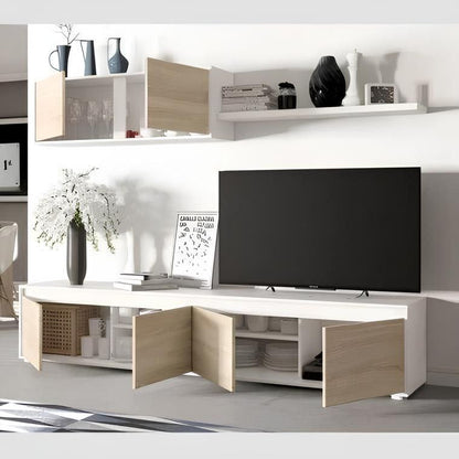 Tv Unit White & Wooden - 180 x 40 x 40 cm | TV30