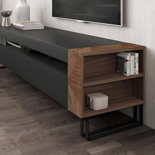 Tv Unit Black & Wooden - 160 x 40 x 40 cm | TV34