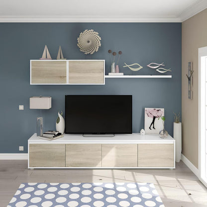 Tv Unit White & Wooden - 180 x 40 x 40 cm | TV30