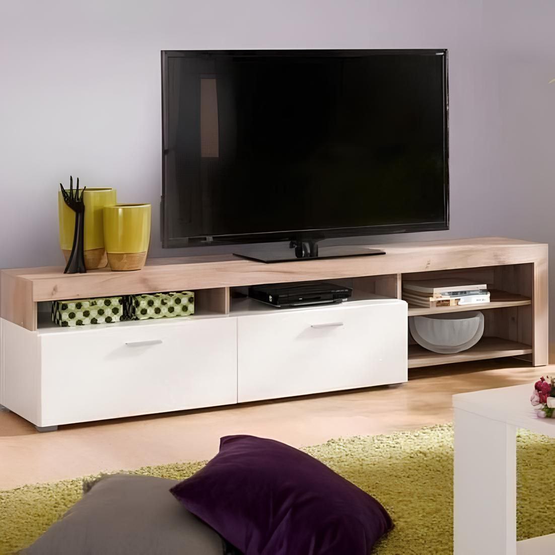 Tv Unit White & Wooden - 150 x 30 x 40 cm | TV5
