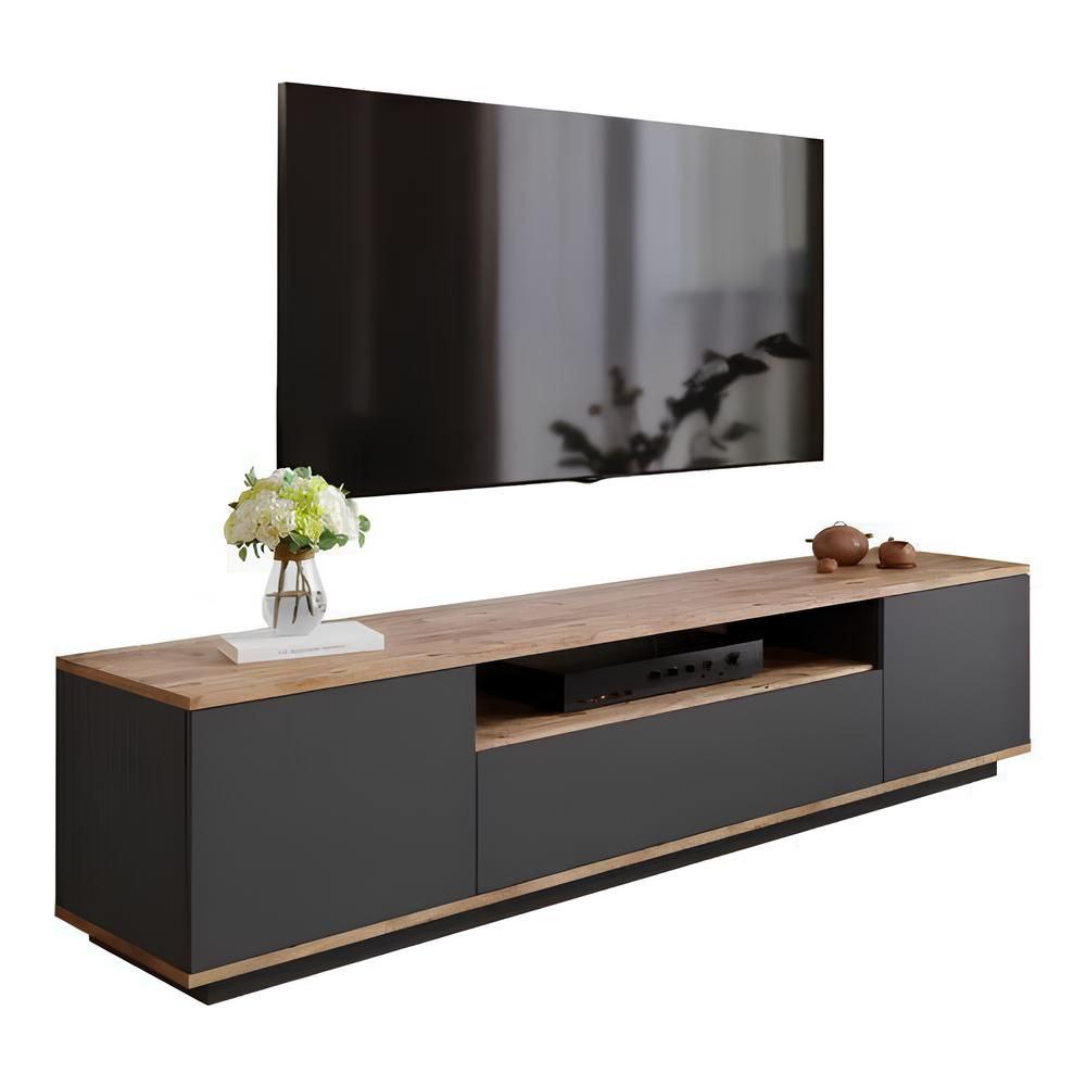 Tv Unit Black & Wooden - 180 x 30 x 40 cm | TV2