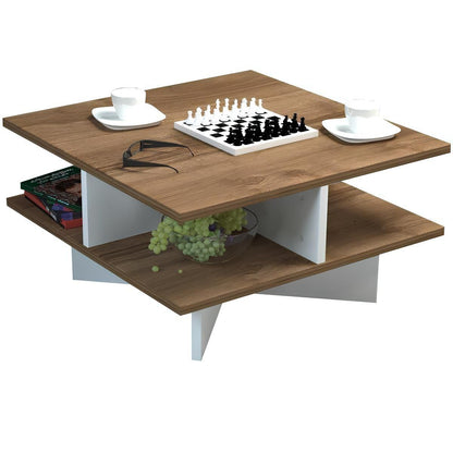 Table Unit White & Wooden - 80 x 80 x 40 cm | TA75