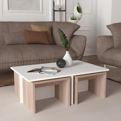 Table Unit White & Wooden - 100 x 60 x 45 cm | TA37