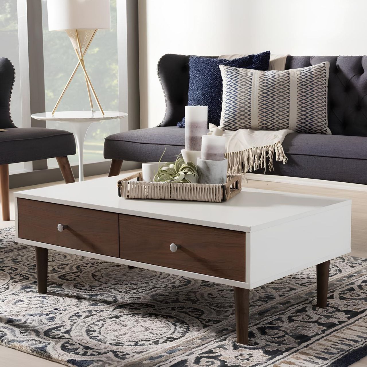 Table Unit White & Brown - 100 x 50 x 40 cm | TA29