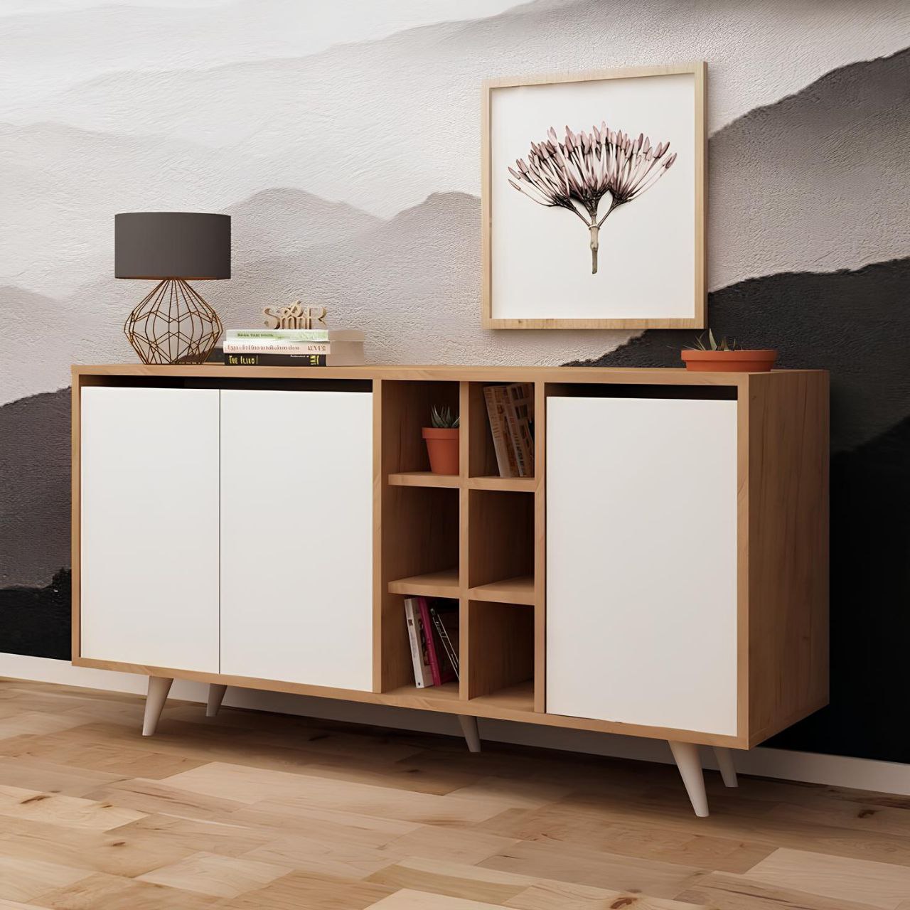 Buffet | White & Wooden | 150 x 40 x 90 | BT6