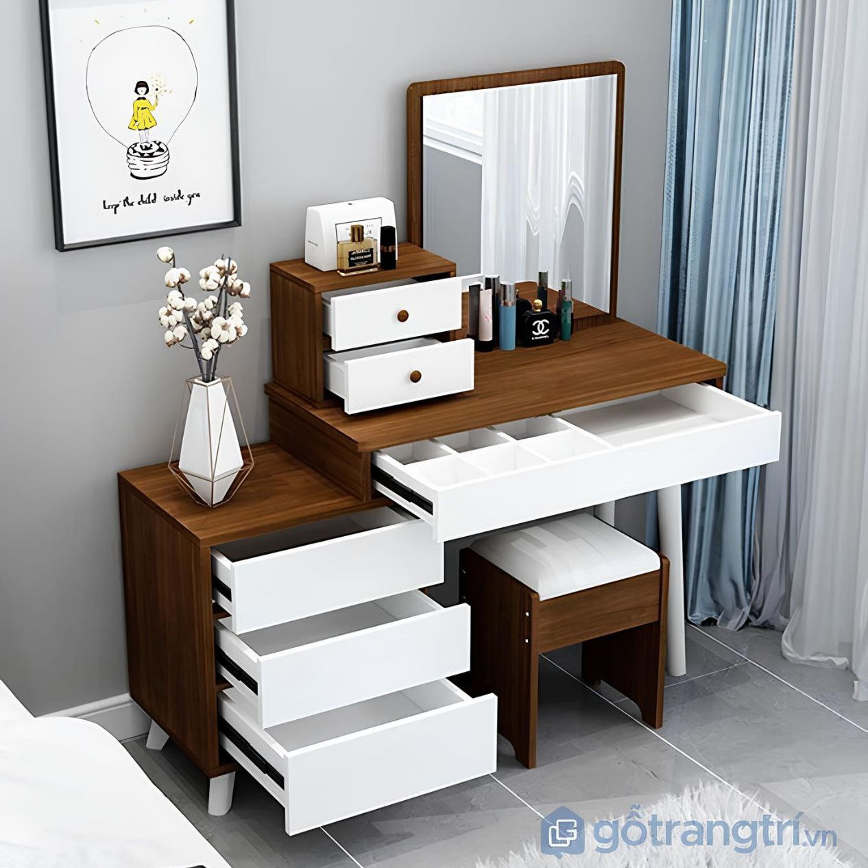 Dressing Table | White & Brawn | 120 x 150 x 40 | DT 18