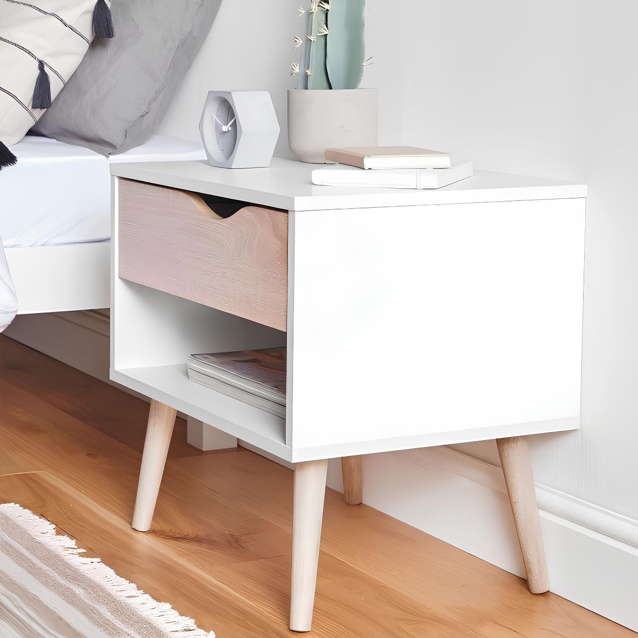 Wardrobe | Wooden & White | 80 x 50 x 220 cm | WD52