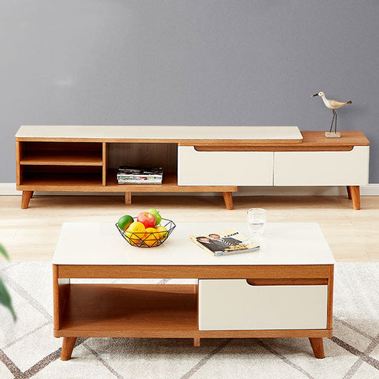Living Room Set White & Wooden - 180 x 40 x 40 cm | SET5