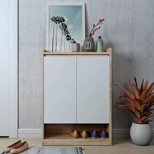 Shoe Closet White & Wooden - 80 x 40 x 110 cm | SU68
