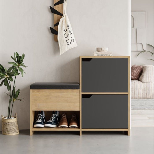Shoe Closet Wooden & Black - 100 x 40 x 70 cm | SU82