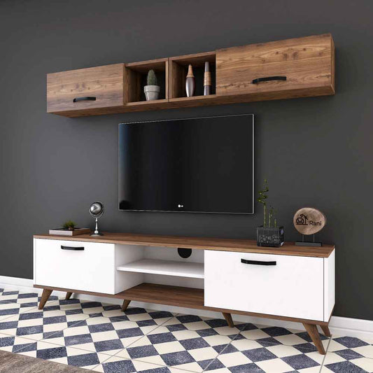 Tv Unit White & Brown - 160 x 40 x 40 cm | TV63